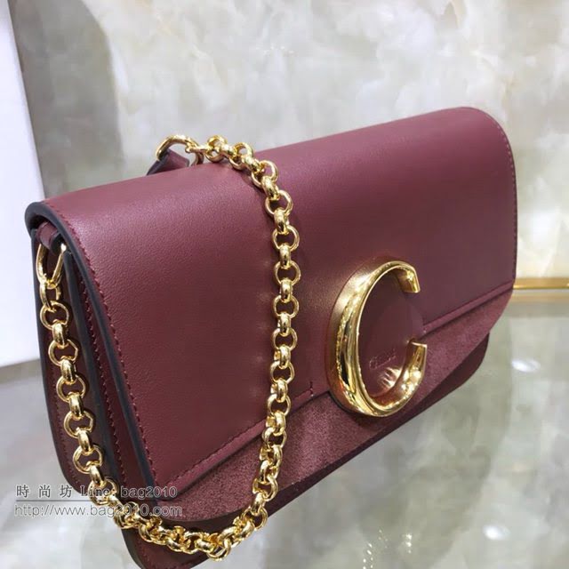 Chloe女包 克洛伊經典C鏈麂皮拼牛皮單肩包 Chole肩背斜挎包  jjh1363